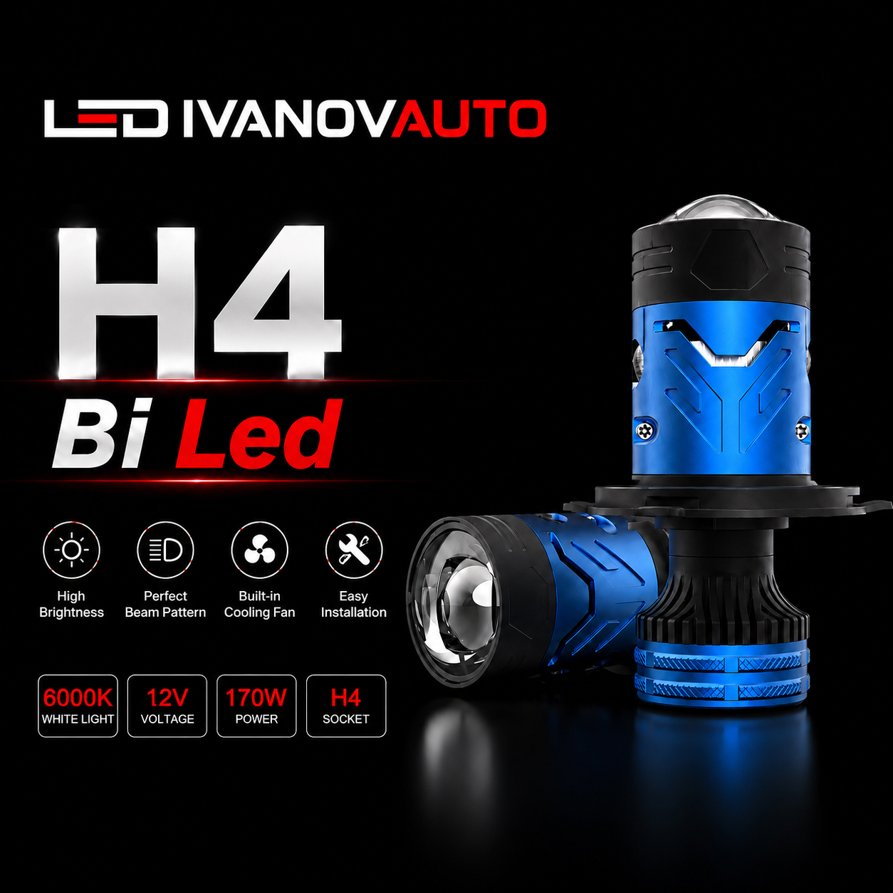 LED Крушки H4 Bi LED 170W Premium